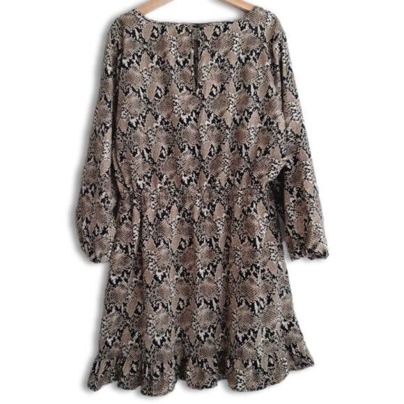 JOE FRESH / Flowy Ruffle Hem Scoop Neck Midi Dress Snake Print Sz 1X - Picture 8 of 14